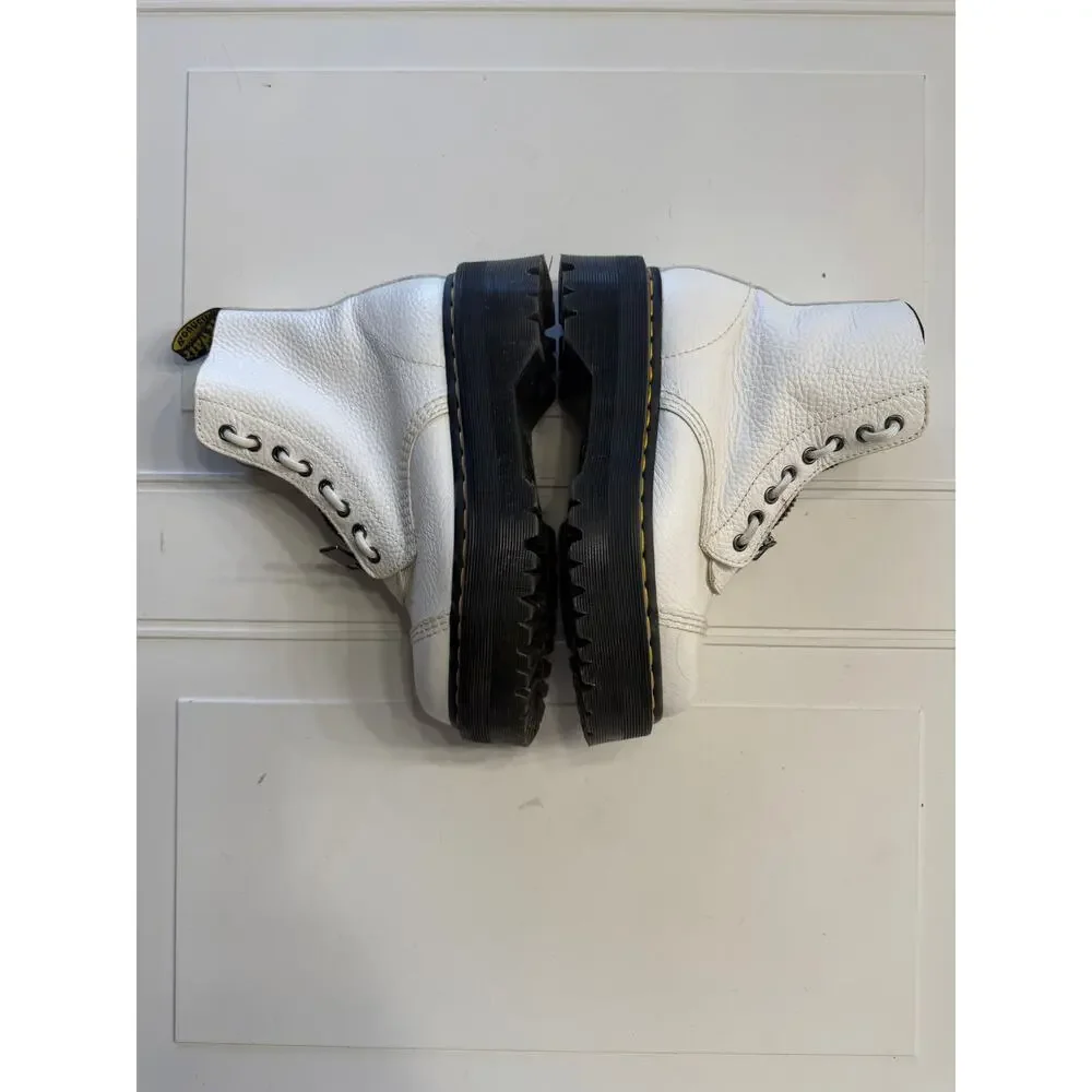 Doc Dr. Martens Womens Sz 8 White Sinclair Platform Zip Leather Boots